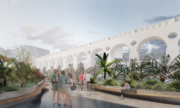 Jardim de chuva na calçada