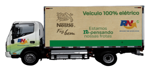 Nestlé terá 100 caminhões elétricos e bicombustível